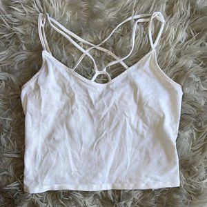 Express strappy white crop tank